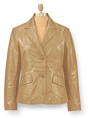 NWOT! Chadwick’s 100% LEATHER BLAZER, 4, “Cashew”